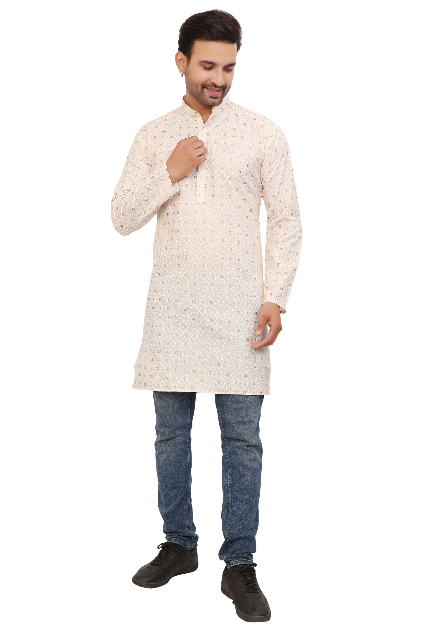 Mens Cotton Printed Kurta