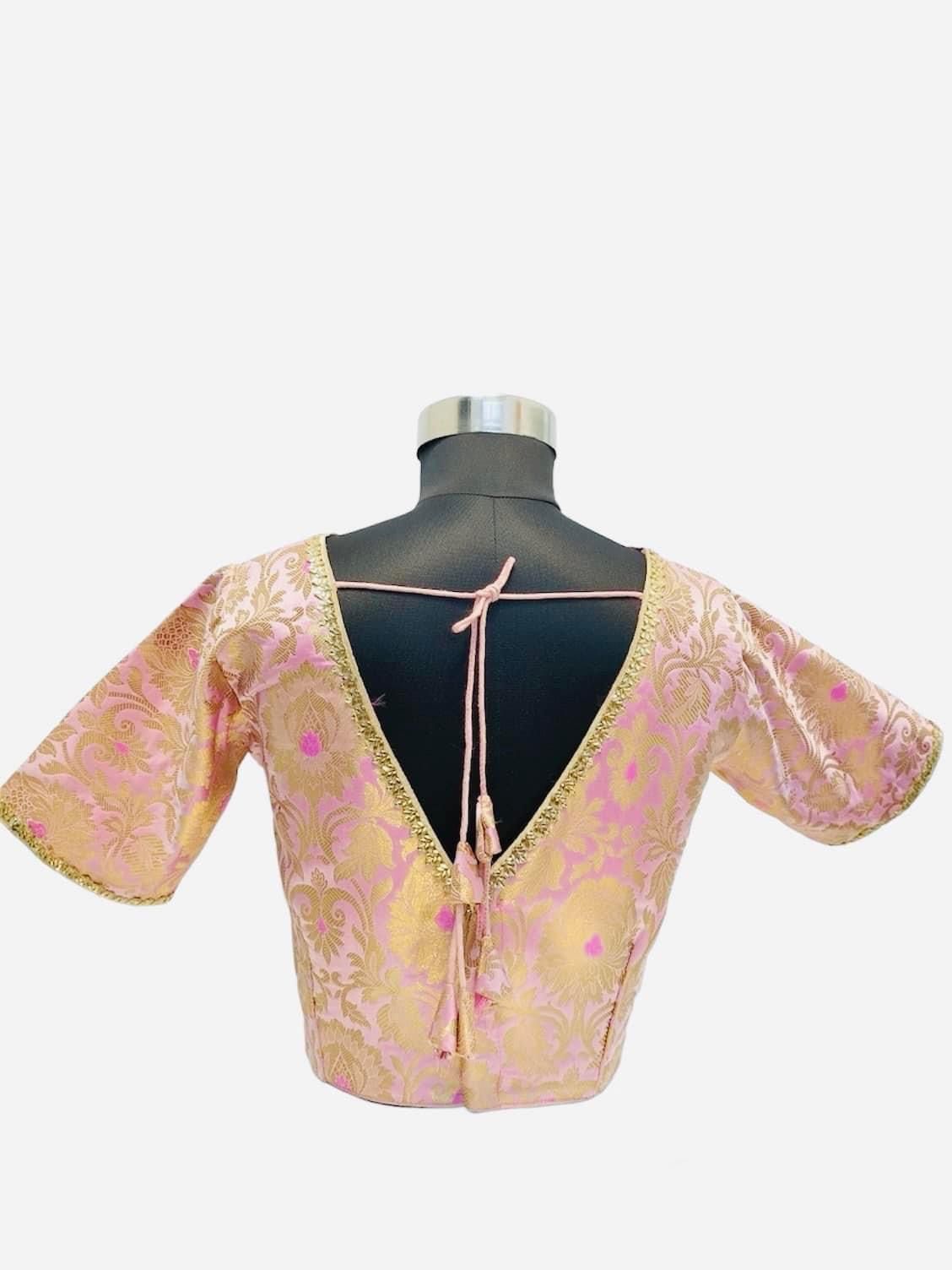 Brocade Saree Blouse in Light Purple