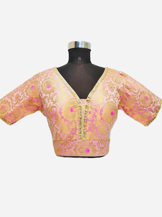 Brocade Saree Blouse in Light Purple