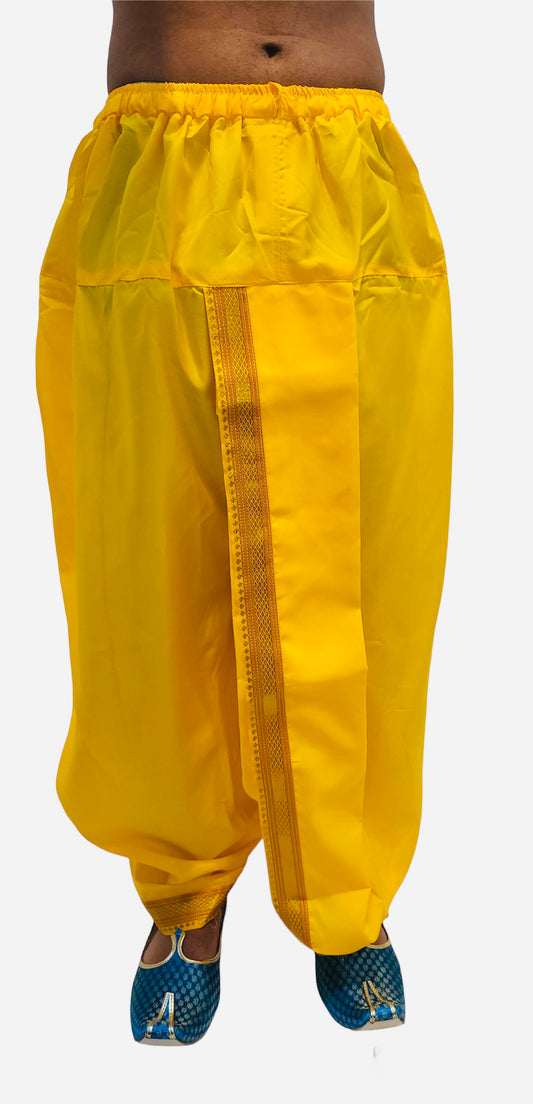 Mens Readymade Dhoti in Yellow