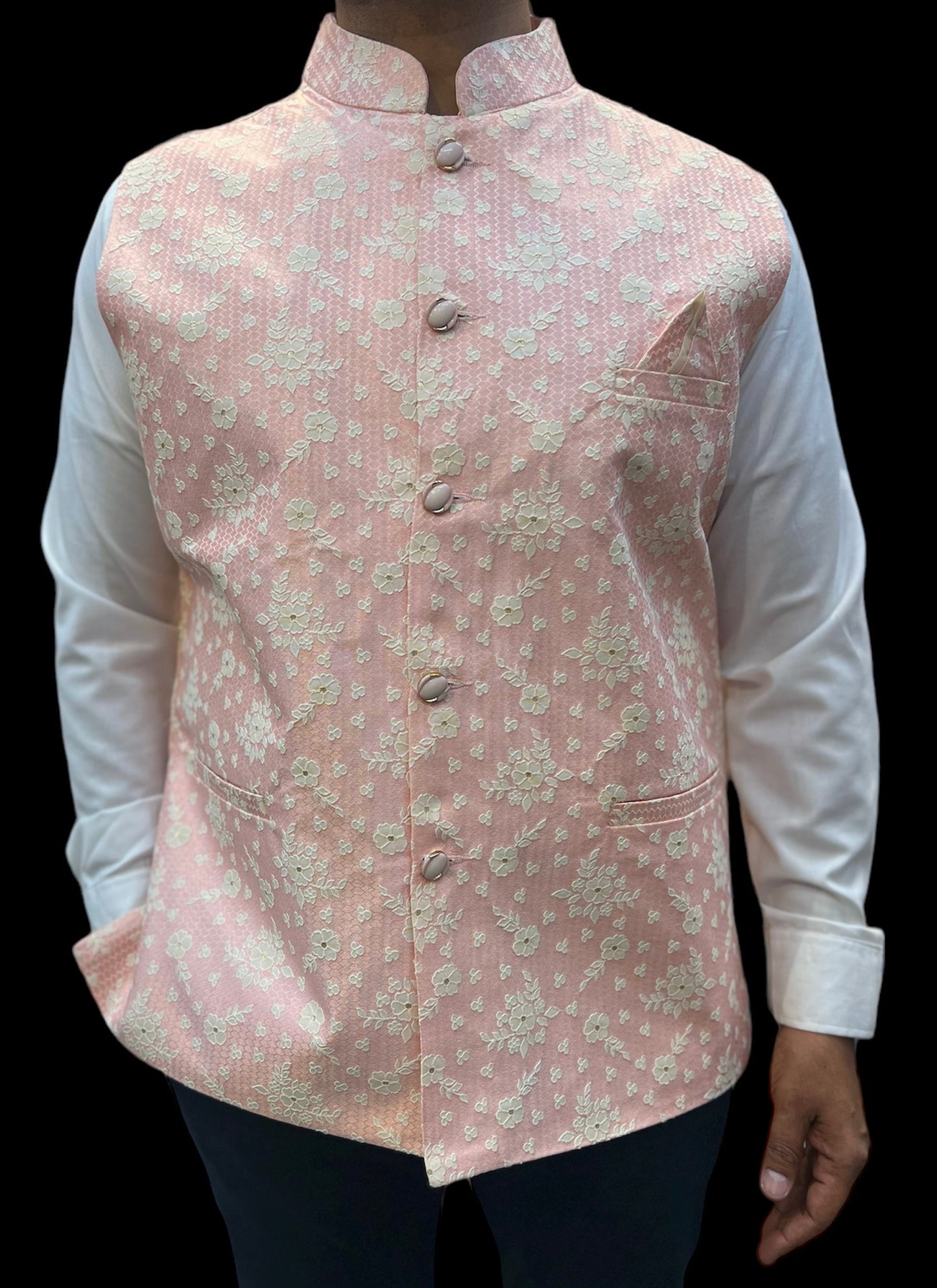 Brocade Nehru Jacket in Light Pink