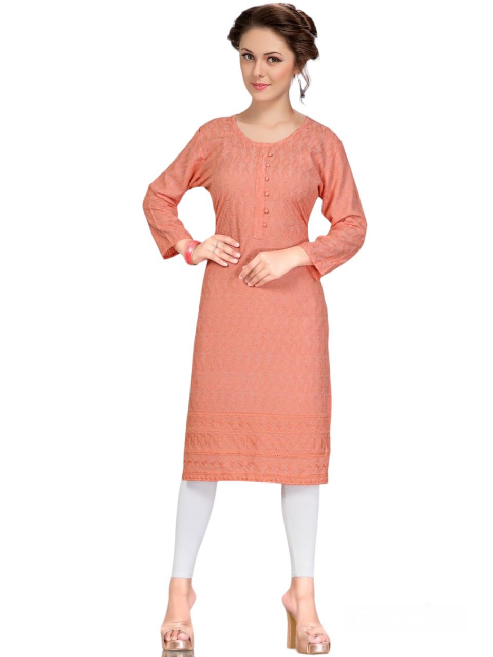 Peach Straight Ladies kurti