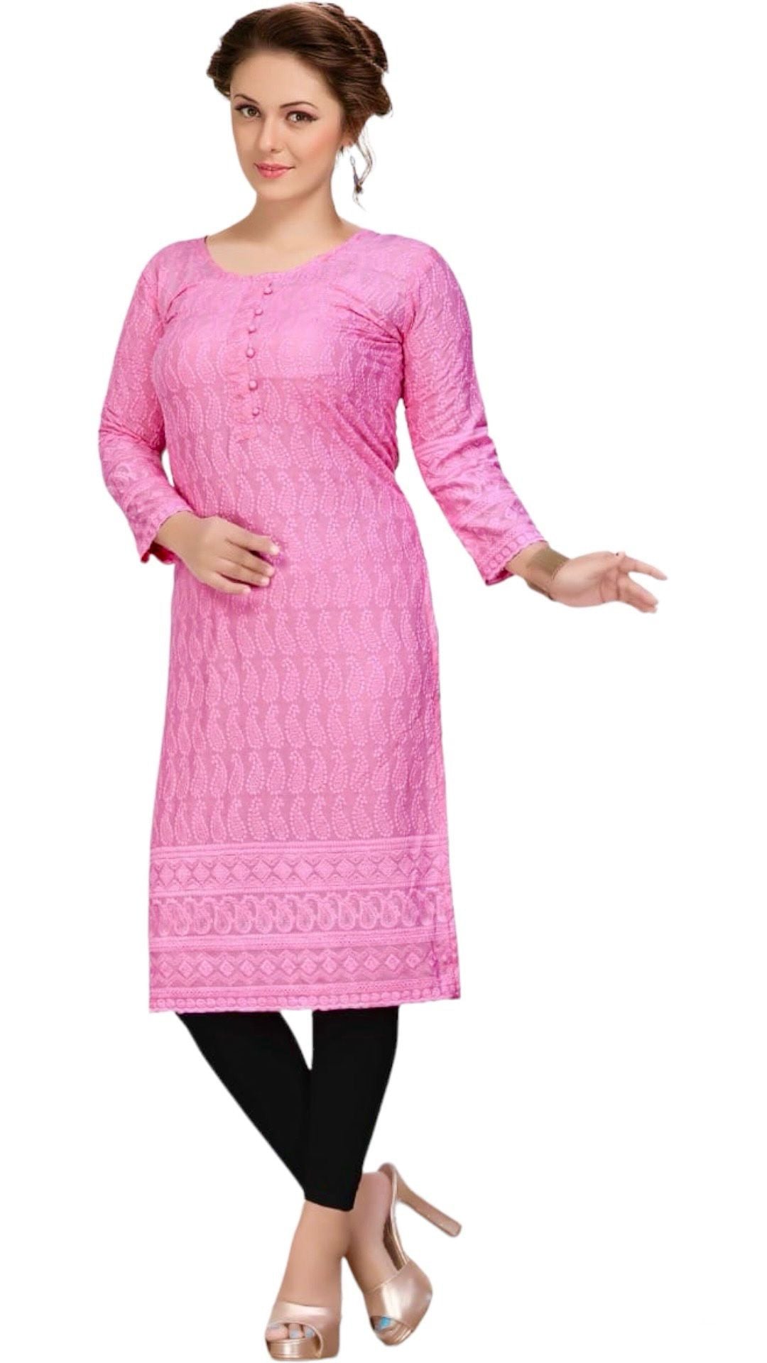 Pink Straight Ladies kurti