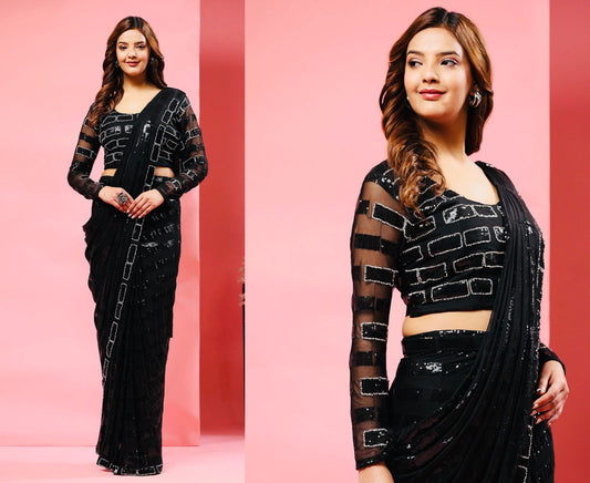 Ready made Saree in Black