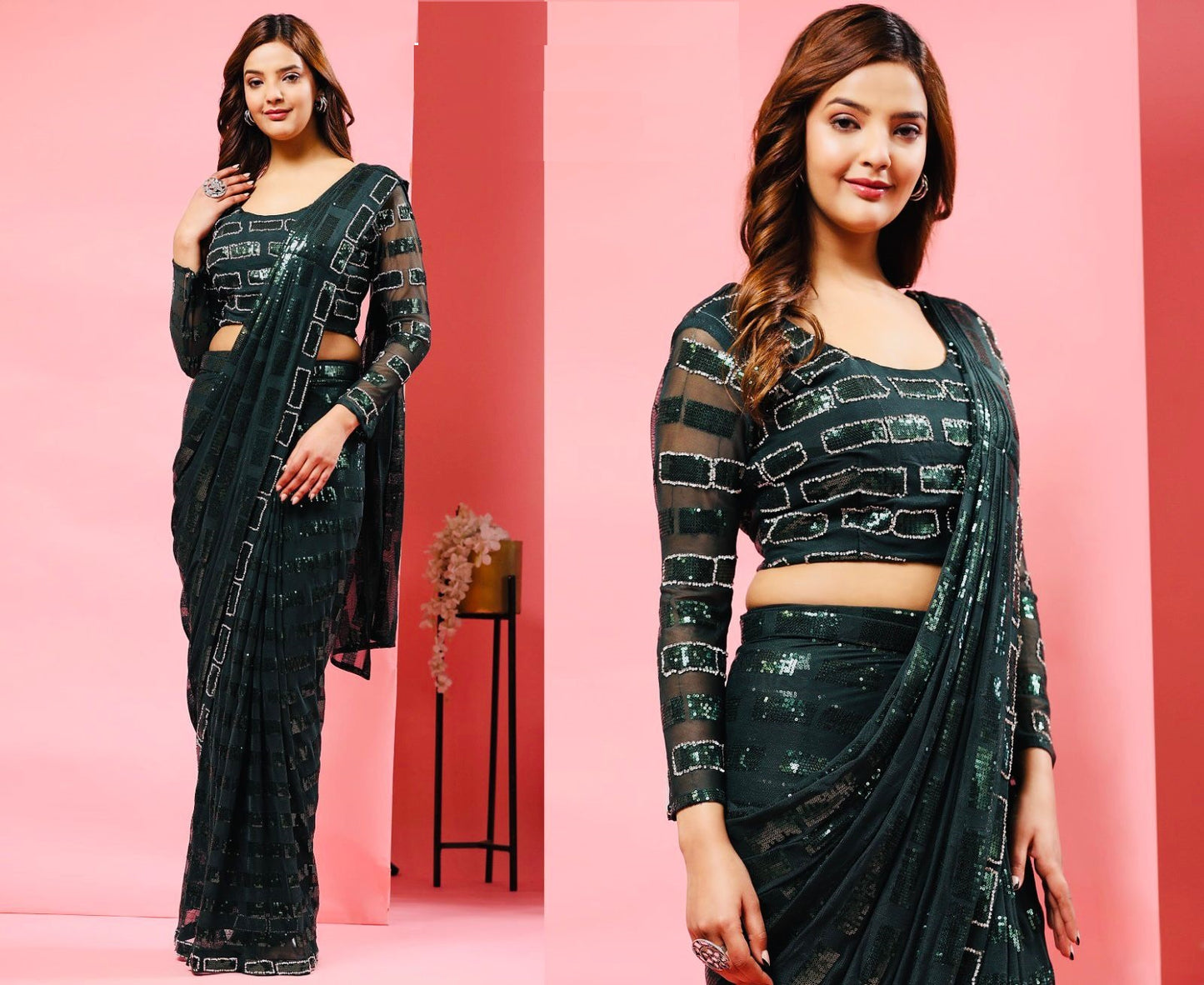 Ready made Saree in Black